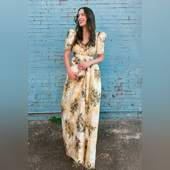 Dresses & Skirts - BHLDN Aurora Puff-Sleeve Taffeta Maxi Dress